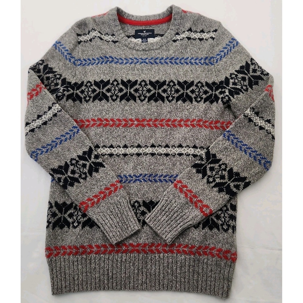 American Eagle  Sweater Womens Medium Snowflake‎ Christmas Crewneck